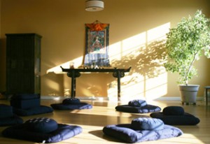 meditation cushions in shrine room
